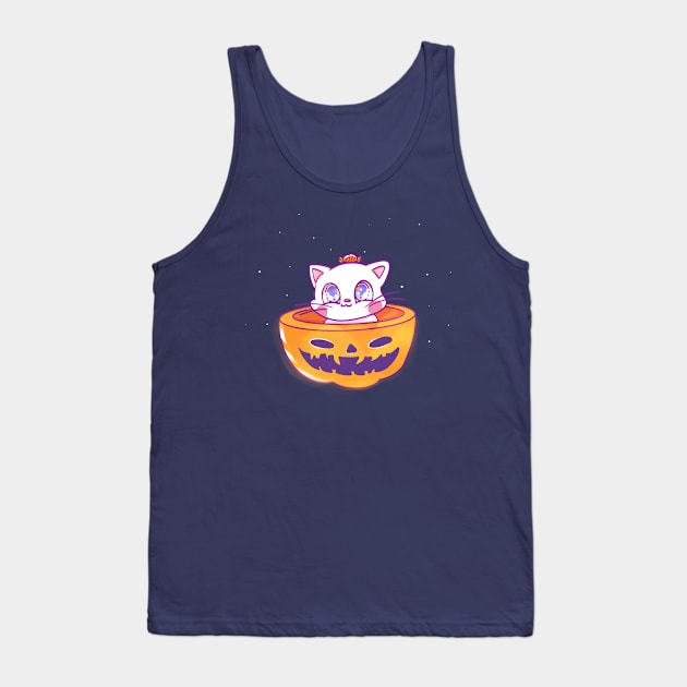 Cute Halloween pumpkin cat Tank Top by unidoodlez